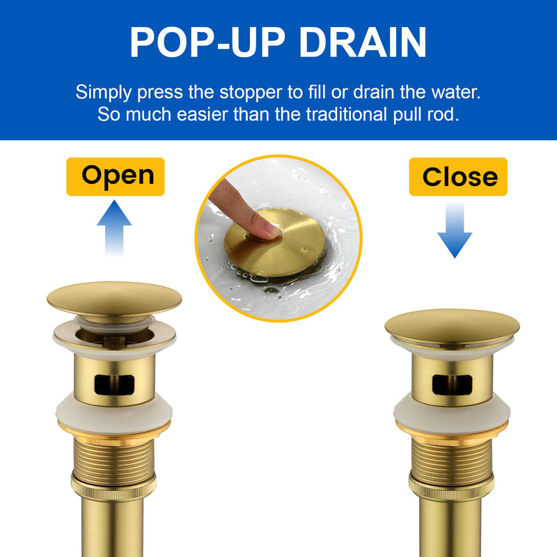 One hole basin faucet mixer with drain pop up single-lever lavatory sink faucet with aerator, 1.2GPM