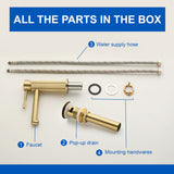 One hole basin faucet mixer with drain pop up single-lever lavatory sink faucet with aerator, 1.2GPM