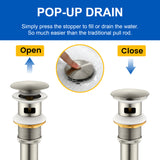 One hole basin faucet mixer with drain pop up single-lever lavatory sink faucet with aerator, 1.2GPM