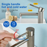 One hole basin faucet mixer with drain pop up single-lever lavatory sink faucet with aerator, 1.2GPM