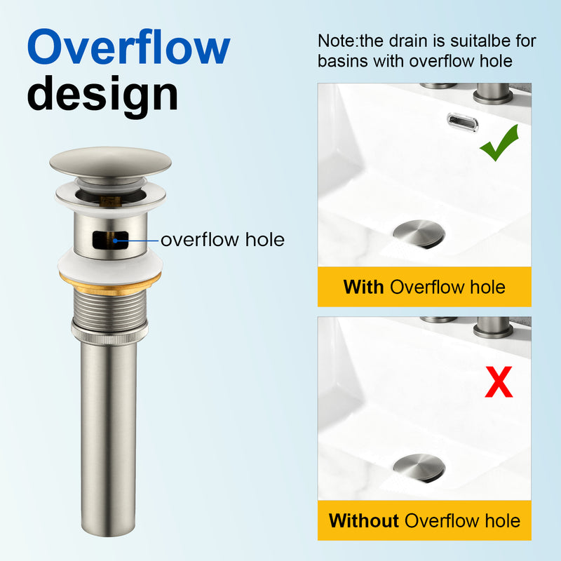 One hole basin faucet mixer with drain pop up single-lever lavatory sink faucet with aerator, 1.2GPM