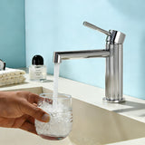 One hole basin faucet mixer with drain pop up single-lever lavatory sink faucet with aerator, 1.2GPM