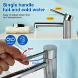 One hole basin faucet mixer with drain pop up single-lever lavatory sink faucet with aerator, 1.2GPM