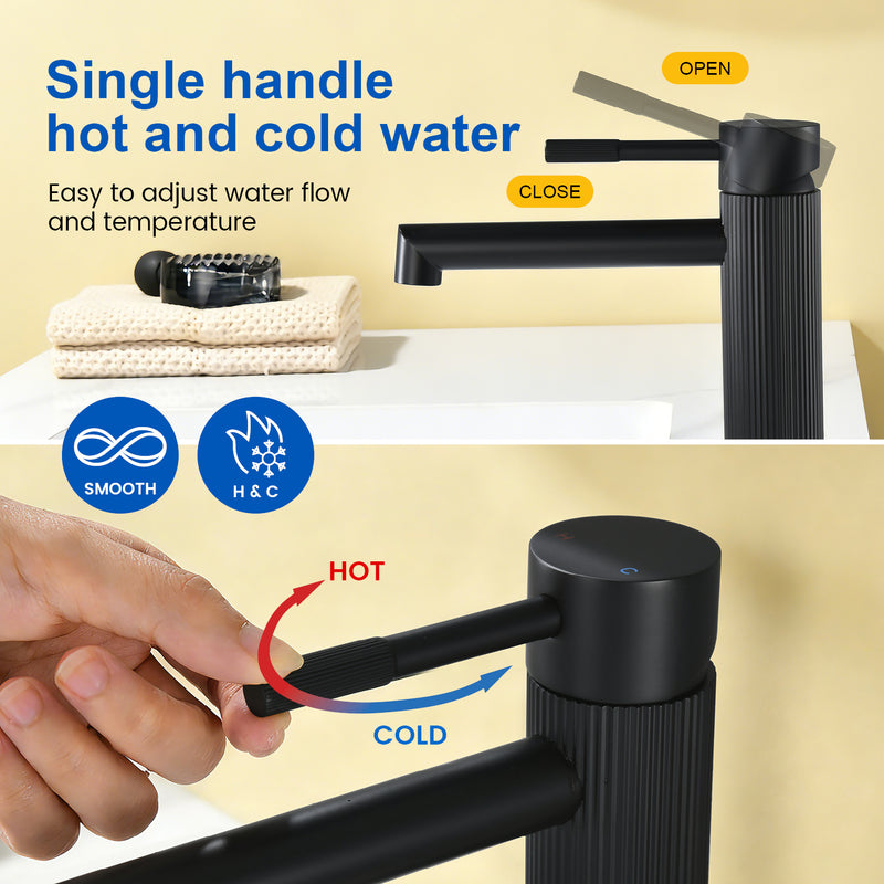 One hole basin faucet mixer with drain pop up single-lever lavatory sink faucet with aerator, 1.2GPM