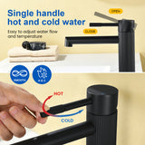 One hole basin faucet mixer with drain pop up single-lever lavatory sink faucet with aerator, 1.2GPM