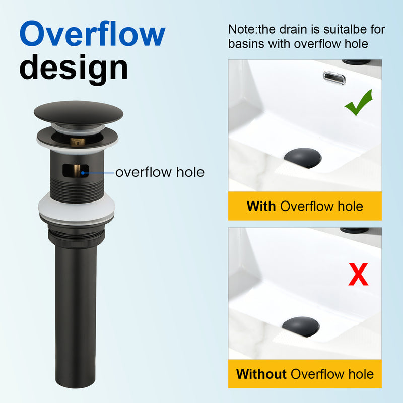 One hole basin faucet mixer with drain pop up single-lever lavatory sink faucet with aerator, 1.2GPM