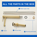 Single Handle Tall Bathroom Faucet for Vessel Sink with Aerator Brass Face Basin Faucet with Drain Assembly