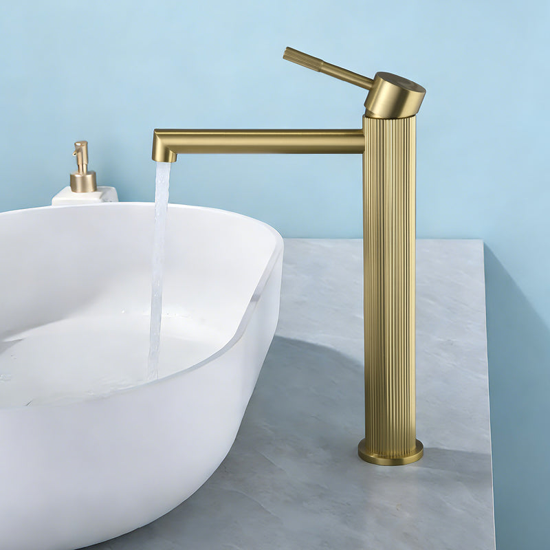 Single Handle Tall Bathroom Faucet for Vessel Sink with Aerator Brass Face Basin Faucet with Drain Assembly