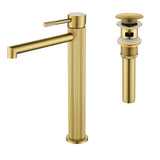 Single Handle Tall Bathroom Faucet for Vessel Sink with Aerator Brass Face Basin Faucet with Drain Assembly