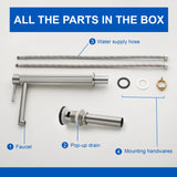 Single Handle Tall Bathroom Faucet for Vessel Sink with Aerator Brass Face Basin Faucet with Drain Assembly