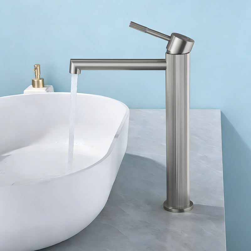 Single Handle Tall Bathroom Faucet for Vessel Sink with Aerator Brass Face Basin Faucet with Drain Assembly