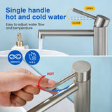 Single Handle Tall Bathroom Faucet for Vessel Sink with Aerator Brass Face Basin Faucet with Drain Assembly