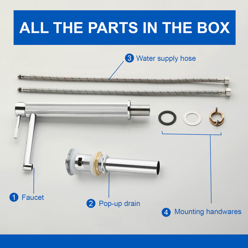 Single Handle Tall Bathroom Faucet for Vessel Sink with Aerator Brass Face Basin Faucet with Drain Assembly