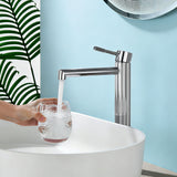Single Handle Tall Bathroom Faucet for Vessel Sink with Aerator Brass Face Basin Faucet with Drain Assembly