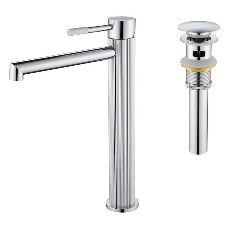 Single Handle Tall Bathroom Faucet for Vessel Sink with Aerator Brass Face Basin Faucet with Drain Assembly