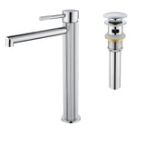 Single Handle Tall Bathroom Faucet for Vessel Sink with Aerator Brass Face Basin Faucet with Drain Assembly