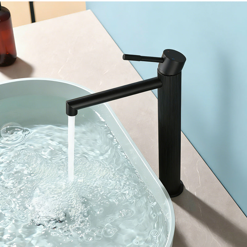 Single Handle Tall Bathroom Faucet for Vessel Sink with Aerator Brass Face Basin Faucet with Drain Assembly