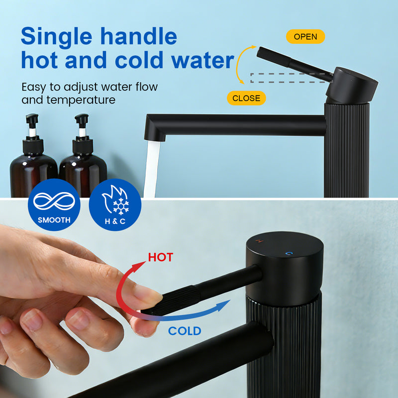 Single Handle Tall Bathroom Faucet for Vessel Sink with Aerator Brass Face Basin Faucet with Drain Assembly