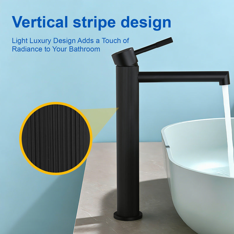 Single Handle Tall Bathroom Faucet for Vessel Sink with Aerator Brass Face Basin Faucet with Drain Assembly