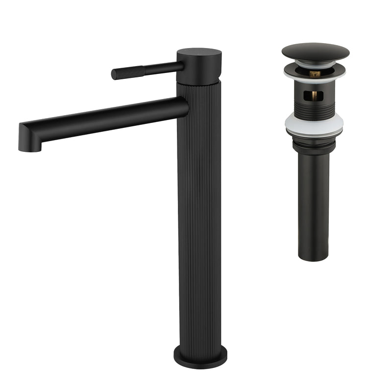 Single Handle Tall Bathroom Faucet for Vessel Sink with Aerator Brass Face Basin Faucet with Drain Assembly