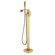 Floor Mount Waterfall Tub Filler Single Hole Hot Cold Water Mixer Free Standing Tub Faucet with Hand Shower and Valve single-hole-hot-cold-water-mixer-floor-mount-waterfall-tub-filler-with-hand-shower-and-valve Brushed Gold / Brass & SUS304 / 31.9*12*3.7 inches