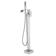 Floor Mount Waterfall Tub Filler Single Hole Hot Cold Water Mixer Free Standing Tub Faucet with Hand Shower and Valve single-hole-hot-cold-water-mixer-floor-mount-waterfall-tub-filler-with-hand-shower-and-valve Brushed Nickel / Brass & SUS304 / 31.9*12*3.7 inches