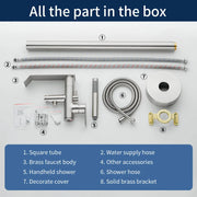 Freestanding Bath Tub Filler Trim Dual Functions 1 Handle 360° Swivel Waterfall Floor Mount Bathtub Faucet with Handheld Sprayer dual-functions-1-handle-freestanding-waterfall-bath-tub-filler-trim-with-sprayer 