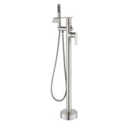 Freestanding Bath Tub Filler Trim Dual Functions 1 Handle 360° Swivel Waterfall Floor Mount Bathtub Faucet with Handheld Sprayer dual-functions-1-handle-freestanding-waterfall-bath-tub-filler-trim-with-sprayer Brushed Nickel / Brass & SUS304 / 31.9*12*3.7 inches