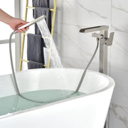 Freestanding Bathtub Faucet Single Handle Waterfall Tub Filler with Handheld Shower Brushed Gold shamanda-waterfall-tub-filler-brushed-gold 
