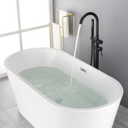 Freestanding Bathtub Faucet with Hand Shower Floor Mount Bath Tub Filler Faucet in Matte Black, Brushed Nickel, Brushed Gold shamanda-freestanding-tub-filler-18006bg Matte Black / Brass / 30 x 12.5 x 3 inches