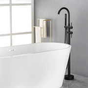Freestanding Bathtub Faucet with Hand Shower Floor Mount Bath Tub Filler Faucet in Matte Black, Brushed Nickel, Brushed Gold shamanda-freestanding-tub-filler-18006bg 