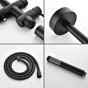 Freestanding Bathtub Faucet with Hand Shower Floor Mount Bath Tub Filler Faucet in Matte Black, Brushed Nickel, Brushed Gold shamanda-freestanding-tub-filler-18006bg 