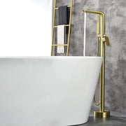 Freestanding Bathtub Faucet with Handheld Shower freestanding-bathtub-faucet-with-handheld-shower Gold / Brass / 30 x 12.5 x 3 inches