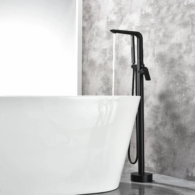 Freestanding Bathtub Faucet with Handheld Shower freestanding-bathtub-faucet-with-handheld-shower Black / Brass / 30 x 12.5 x 3 inches