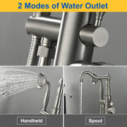 Freestanding Floor Mount Tub Filler with Handheld Shower Roman Bathtub Faucet by Finish, Swivel Spout with Brass Rough-in and Water Hose shamanda-freestanding-tub-filler-with-handheld-shower 
