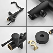 Freestanding Floor Mount Tub Filler with Handheld Shower Roman Bathtub Faucet by Finish, Swivel Spout with Brass Rough-in and Water Hose shamanda-freestanding-tub-filler-with-handheld-shower 