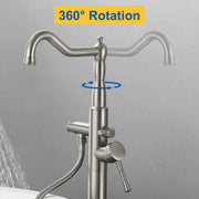 Freestanding Floor Mount Tub Filler with Handheld Shower Roman Bathtub Faucet by Finish, Swivel Spout with Brass Rough-in and Water Hose shamanda-freestanding-tub-filler-with-handheld-shower 