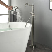 Freestanding Floor Mount Tub Filler with Handheld Shower Roman Bathtub Faucet by Finish, Swivel Spout with Brass Rough-in and Water Hose shamanda-freestanding-tub-filler-with-handheld-shower 