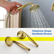 Freestanding Floor Mount Tub Filler with Handheld Shower Roman Bathtub Faucet by Finish, Swivel Spout with Brass Rough-in and Water Hose shamanda-freestanding-tub-filler-with-handheld-shower 
