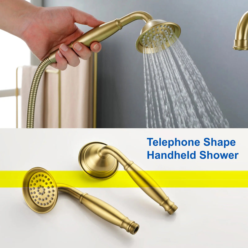 Freestanding Floor Mount Tub Filler with Handheld Shower Roman Bathtub Faucet by Finish, Swivel Spout with Brass Rough-in and Water Hose shamanda-freestanding-tub-filler-with-handheld-shower 