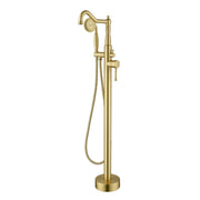 Freestanding Floor Mount Tub Filler with Handheld Shower Roman Bathtub Faucet by Finish, Swivel Spout with Brass Rough-in and Water Hose shamanda-freestanding-tub-filler-with-handheld-shower 