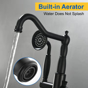 Freestanding Floor Mount Tub Filler with Handheld Shower Roman Bathtub Faucet by Finish, Swivel Spout with Brass Rough-in and Water Hose shamanda-freestanding-tub-filler-with-handheld-shower 