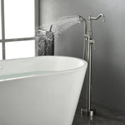 Freestanding Floor Mount Tub Filler with Handheld Shower Roman Bathtub Faucet by Finish, Swivel Spout with Brass Rough-in and Water Hose shamanda-freestanding-tub-filler-with-handheld-shower 