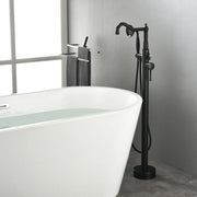 Freestanding Floor Mount Tub Filler with Handheld Shower Roman Bathtub Faucet by Finish, Swivel Spout with Brass Rough-in and Water Hose shamanda-freestanding-tub-filler-with-handheld-shower 