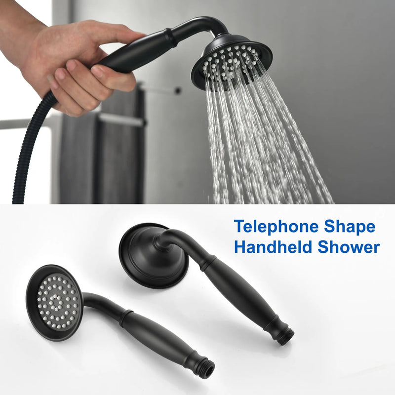 Freestanding Floor Mount Tub Filler with Handheld Shower Roman Bathtub Faucet by Finish, Swivel Spout with Brass Rough-in and Water Hose shamanda-freestanding-tub-filler-with-handheld-shower 