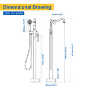 Freestanding Floor Mount Tub Filler with Handheld Shower Roman Bathtub Faucet by Finish, Swivel Spout with Brass Rough-in and Water Hose shamanda-freestanding-tub-filler-with-handheld-shower 