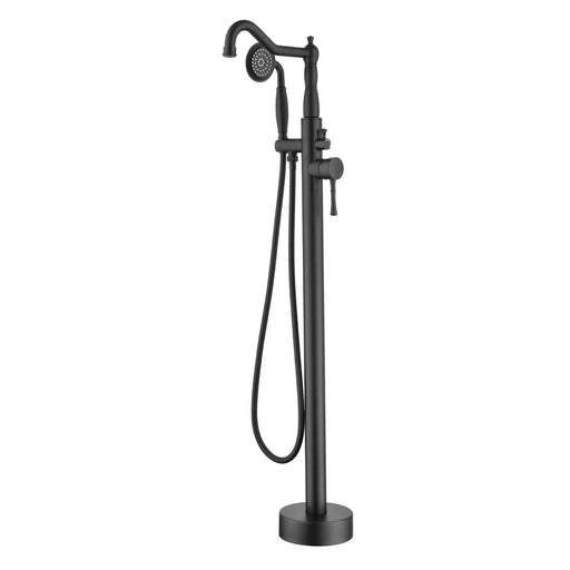 Freestanding Floor Mount Tub Filler with Handheld Shower Roman Bathtub Faucet by Finish, Swivel Spout with Brass Rough-in and Water Hose shamanda-freestanding-tub-filler-with-handheld-shower 