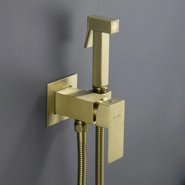 Handheld Bidet Sprayer for Toilet, Brass Baby Cloth Diaper Sprayer Kit with Hose Brass Valve handheld-bidet-sprayer-stainless-steel-brushed-gold Brushed Gold / Brass / 10.4 x 6.6 x 3.7inches