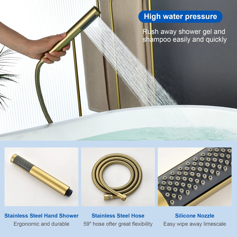 High-flow freestanding tub faucet with hand shower in Brushed Gold | Brushed Nickel | Matte Black high-flow-freestanding-tub-faucet-with-hand-shower-in-brushed-gold-brushed-nickel-matte-black 