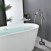 High-flow freestanding tub faucet with hand shower in Brushed Gold | Brushed Nickel | Matte Black high-flow-freestanding-tub-faucet-with-hand-shower-in-brushed-gold-brushed-nickel-matte-black Brushed Nickel / Brass & SUS304 / 31.5*13.6*4.1 inches